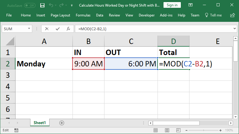 Calculate Hours Worked In Excel Template Download